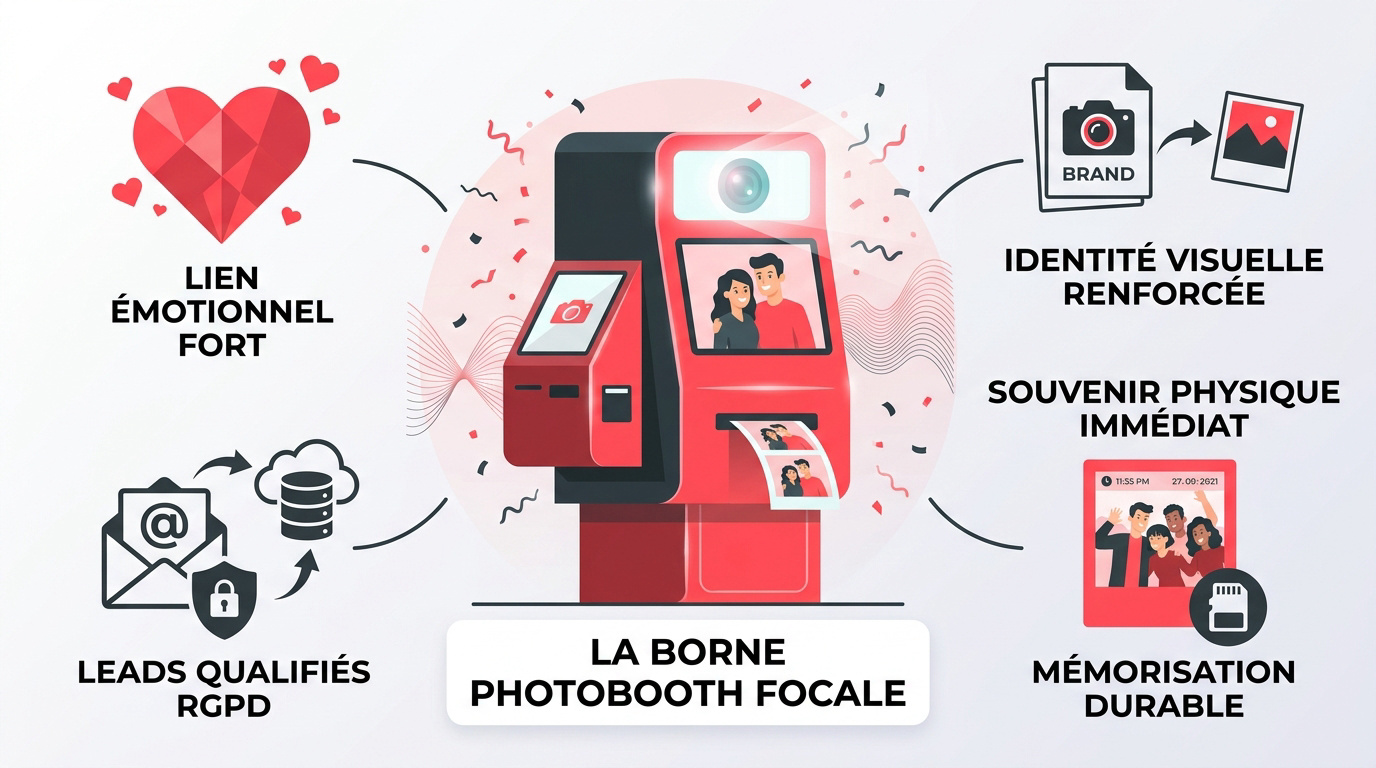 Borne photobooth interactive pour inauguration de magasin