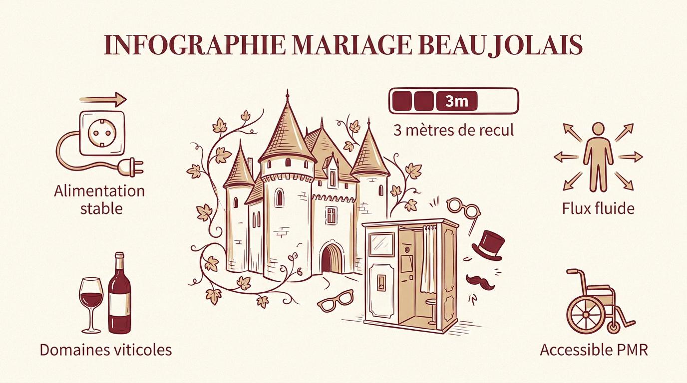 Infographie conseils installation photobooth mariage Beaujolais