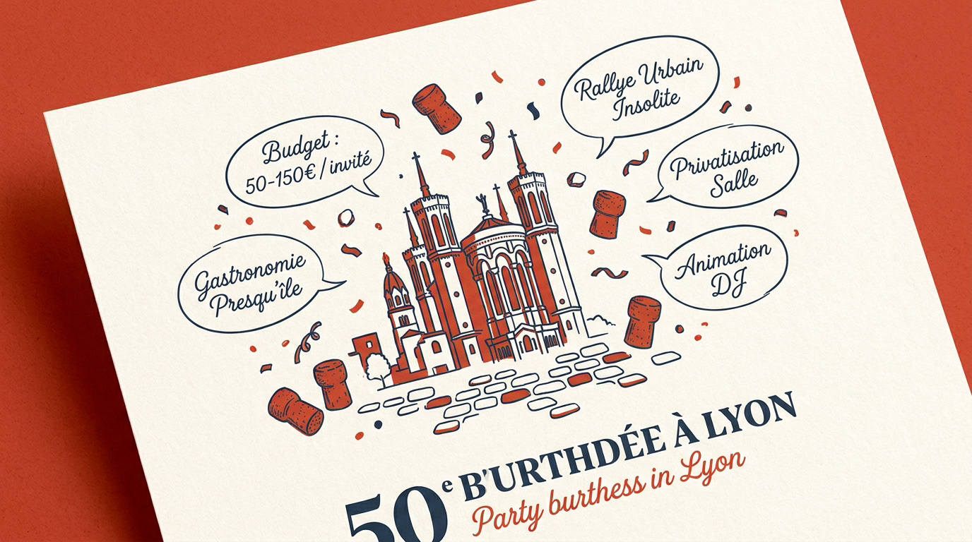 Célébration d'un anniversaire de 50 ans à Lyon avec vue sur la ville