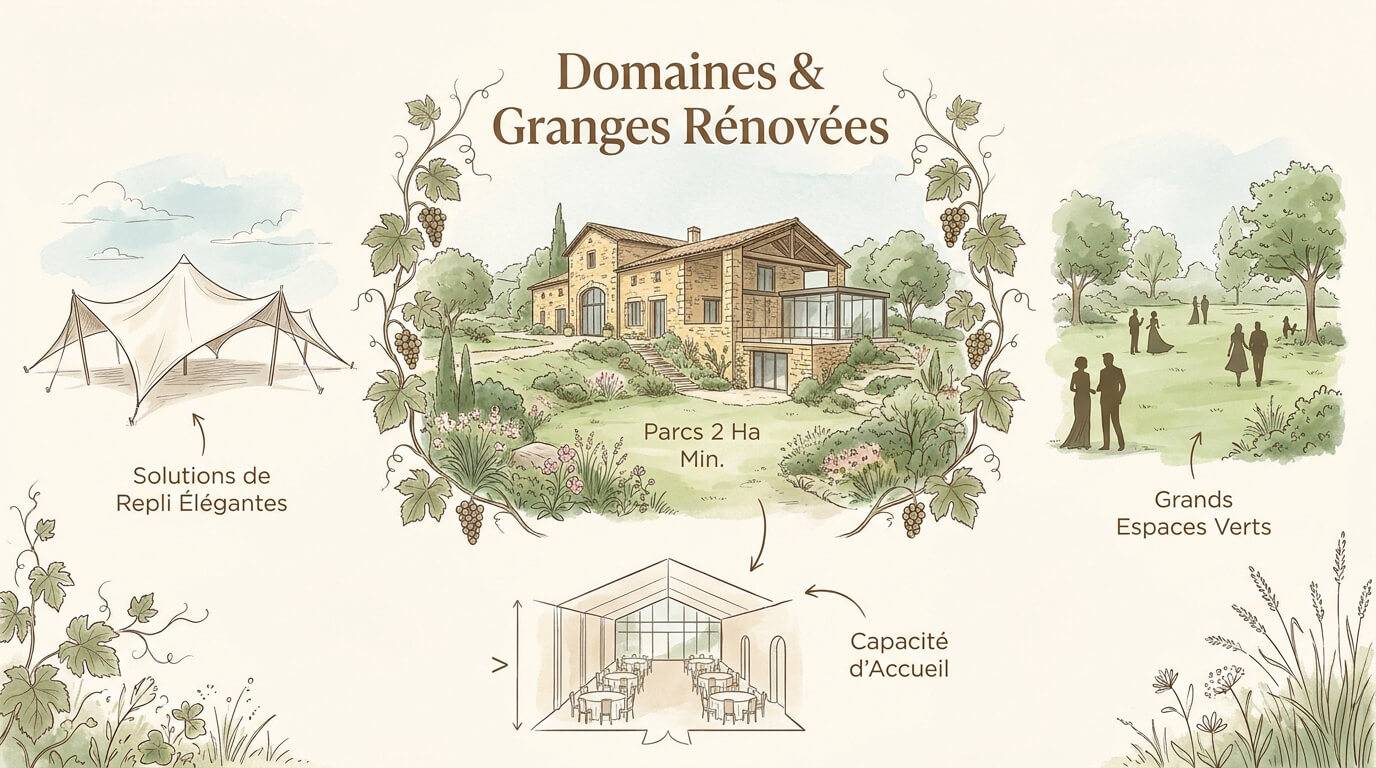Grange rénovée en pierres dorées pour un mariage champêtre chic près de Lyon