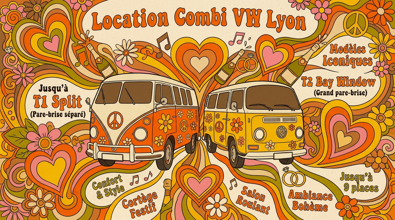 Combi VW vintage pour un mariage à Lyon