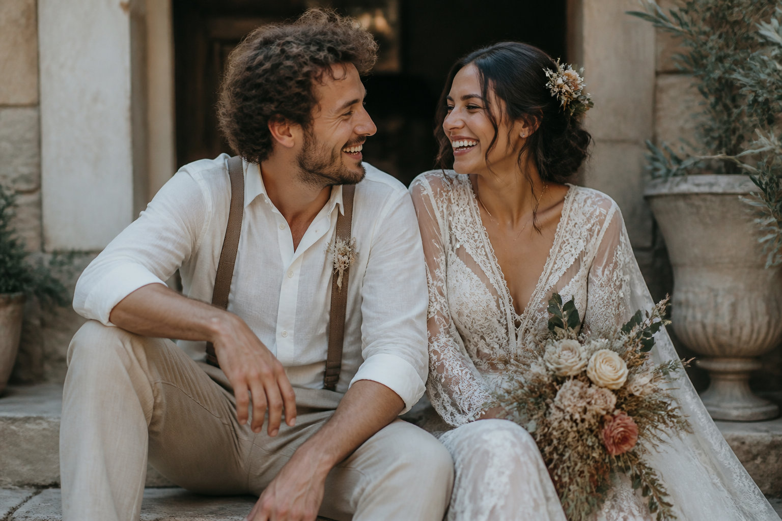 Tenues des mariés et harmonisation du style des invités