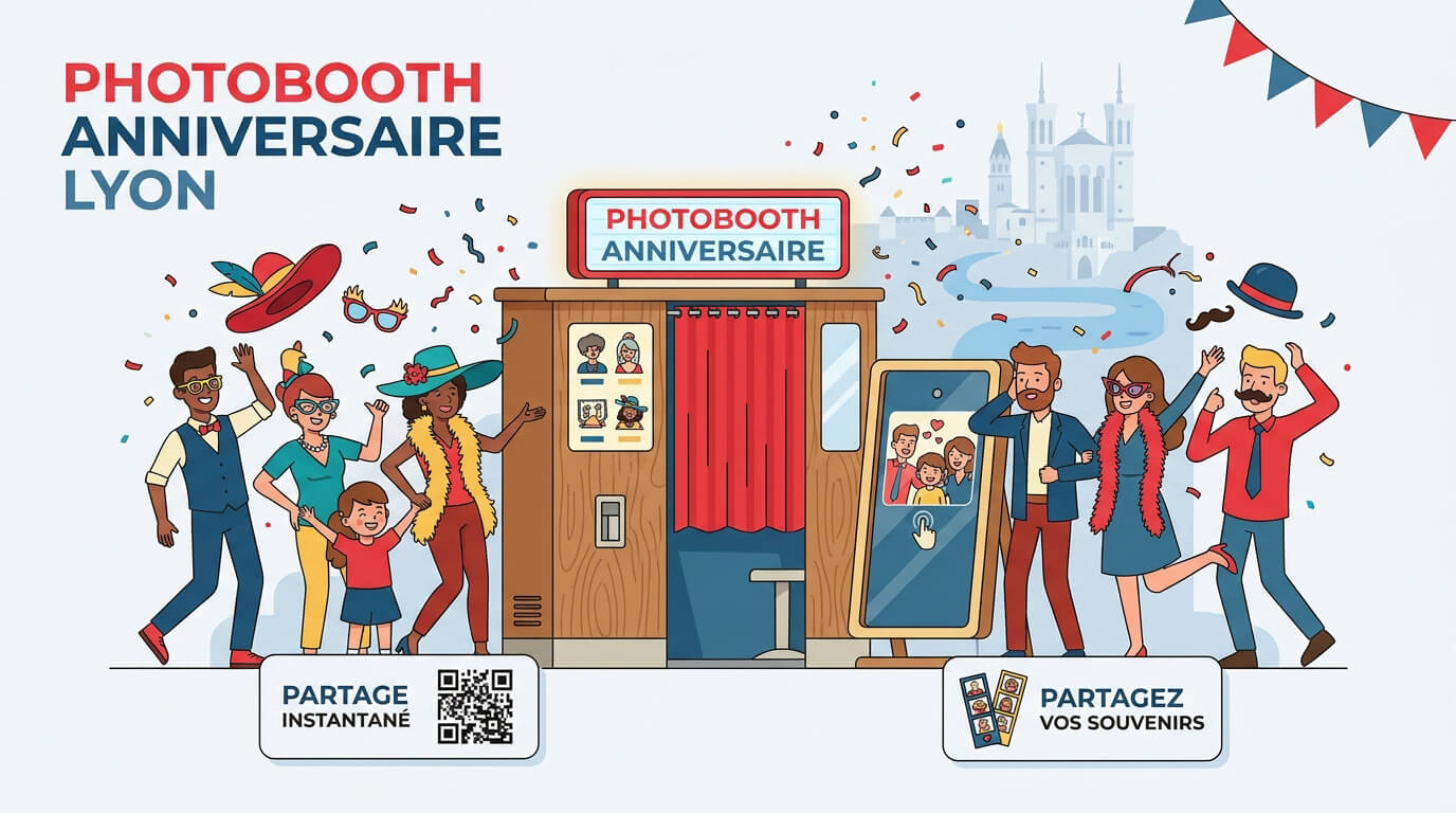 Animation photobooth vintage lors d'un anniversaire à Lyon