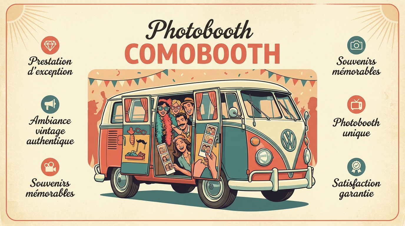 Animation photobooth dans un van Volkswagen vintage lors d'un événement à Lyon