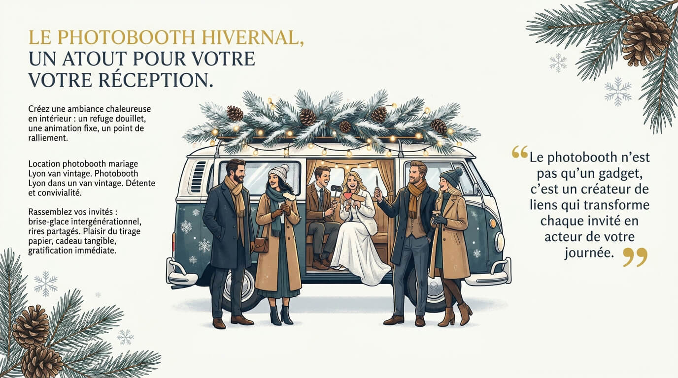 Animation photobooth mariage hiver chaleureuse